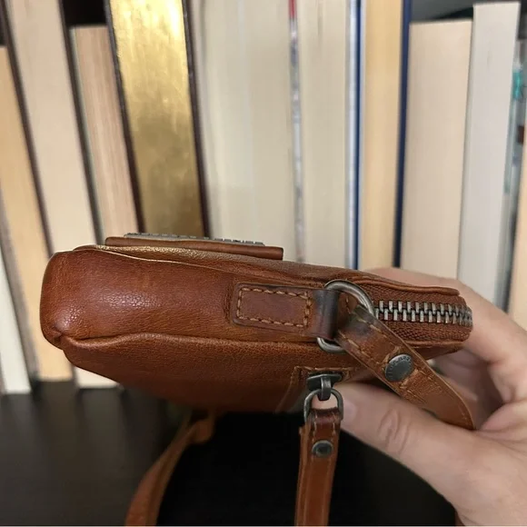 Spikes & Sparrow- Elegant Mini Tan Leather Crossbody/Travel Bag - Picture 6 of 14